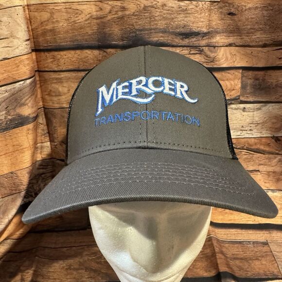 Mercer Transportation Hat Cap Snapback Adjustable Grey Black Mesh Logo Truck - Picture 1 of 8